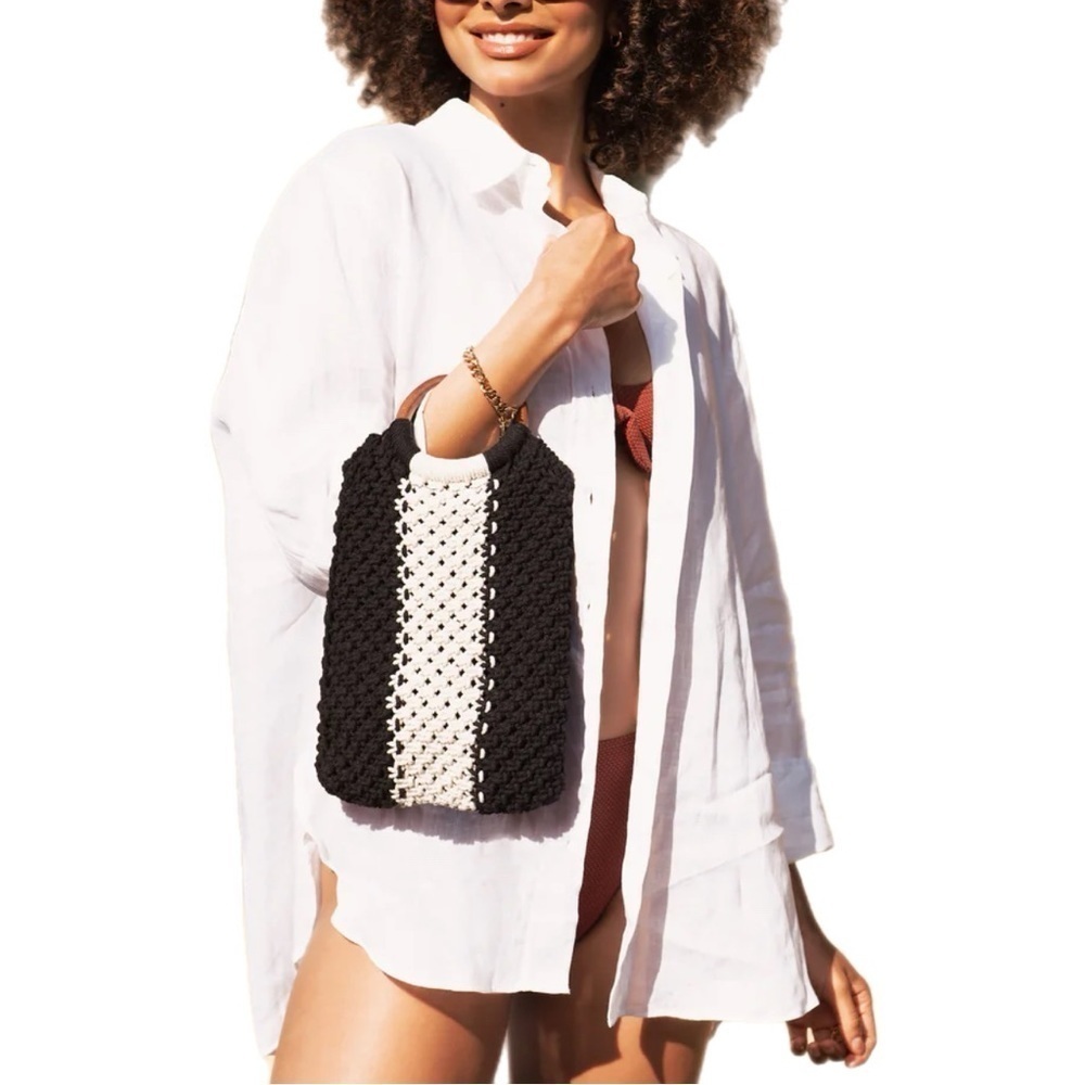 Laude the Label Gabby Mini Macrame Bag with Wooden Handle